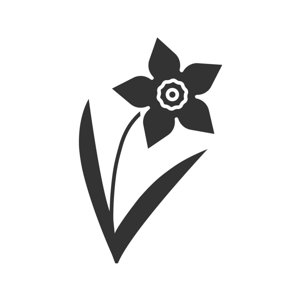 icona del glifo con narciso. simbolo di sagoma. Narciso. spazio negativo. illustrazione vettoriale isolato