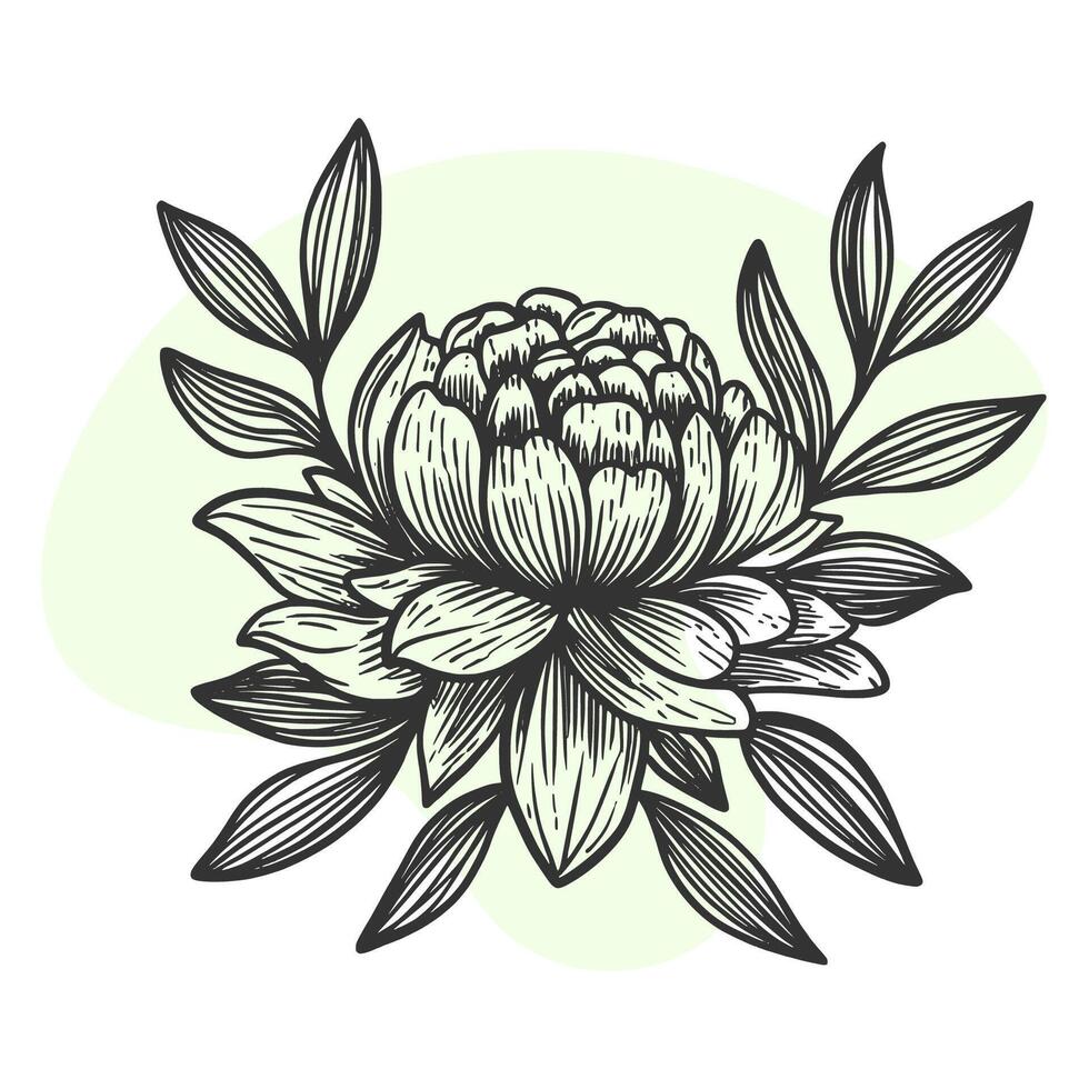 lusso fiori e logo. di moda botanico elementi. mano disegnato linea le foglie rami e fioritura. nozze elegante fiori selvatici per invito Salva il Data carta. vettore