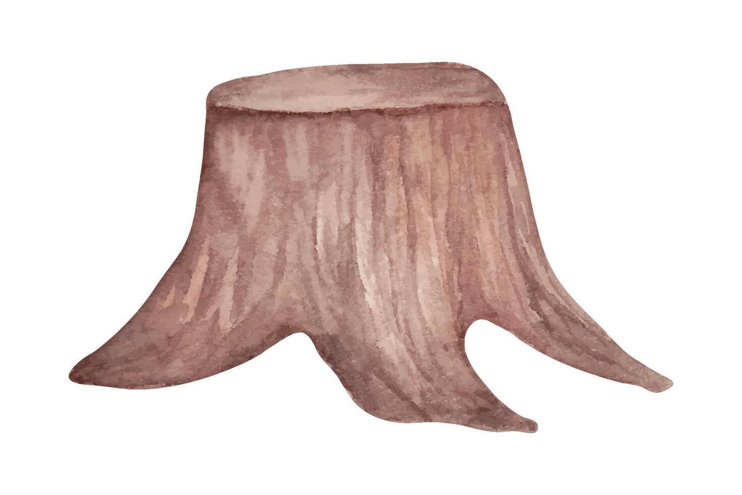 legno duro albero ceppo.legname tronco davanti vista.acquerello illustrazione.mano disegnato,legno pezzo isolato.rustico design nel naturale eco stile.clip arte di naturale elemento. vettore