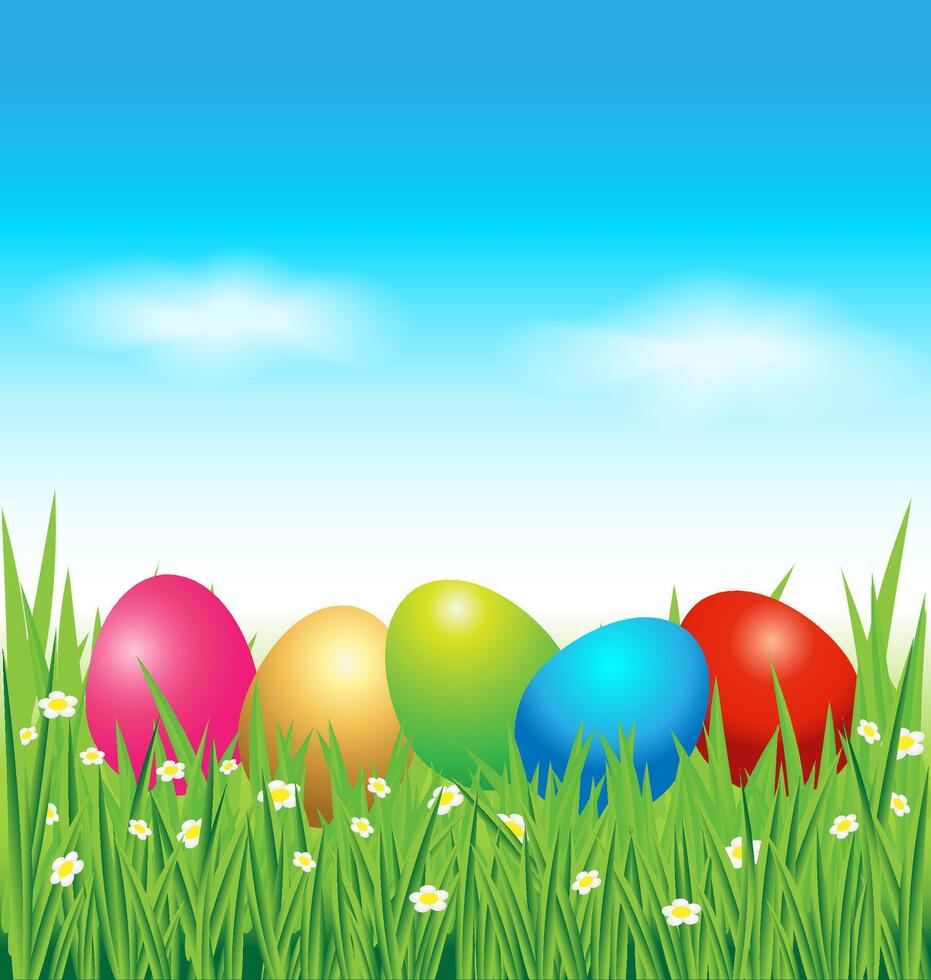 colorato Pasqua uova su verde erba vettore