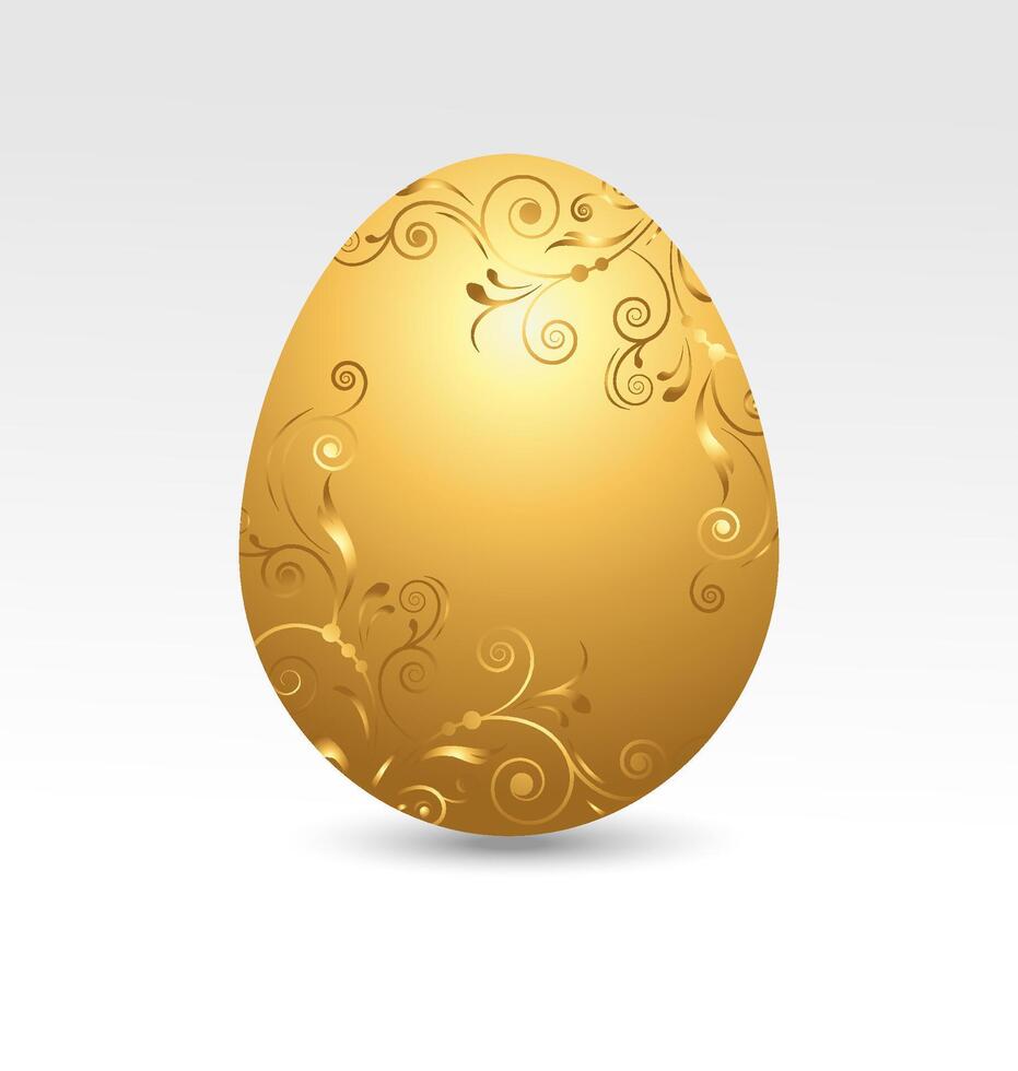 d'oro Pasqua uovo su bianca sfondo vettore