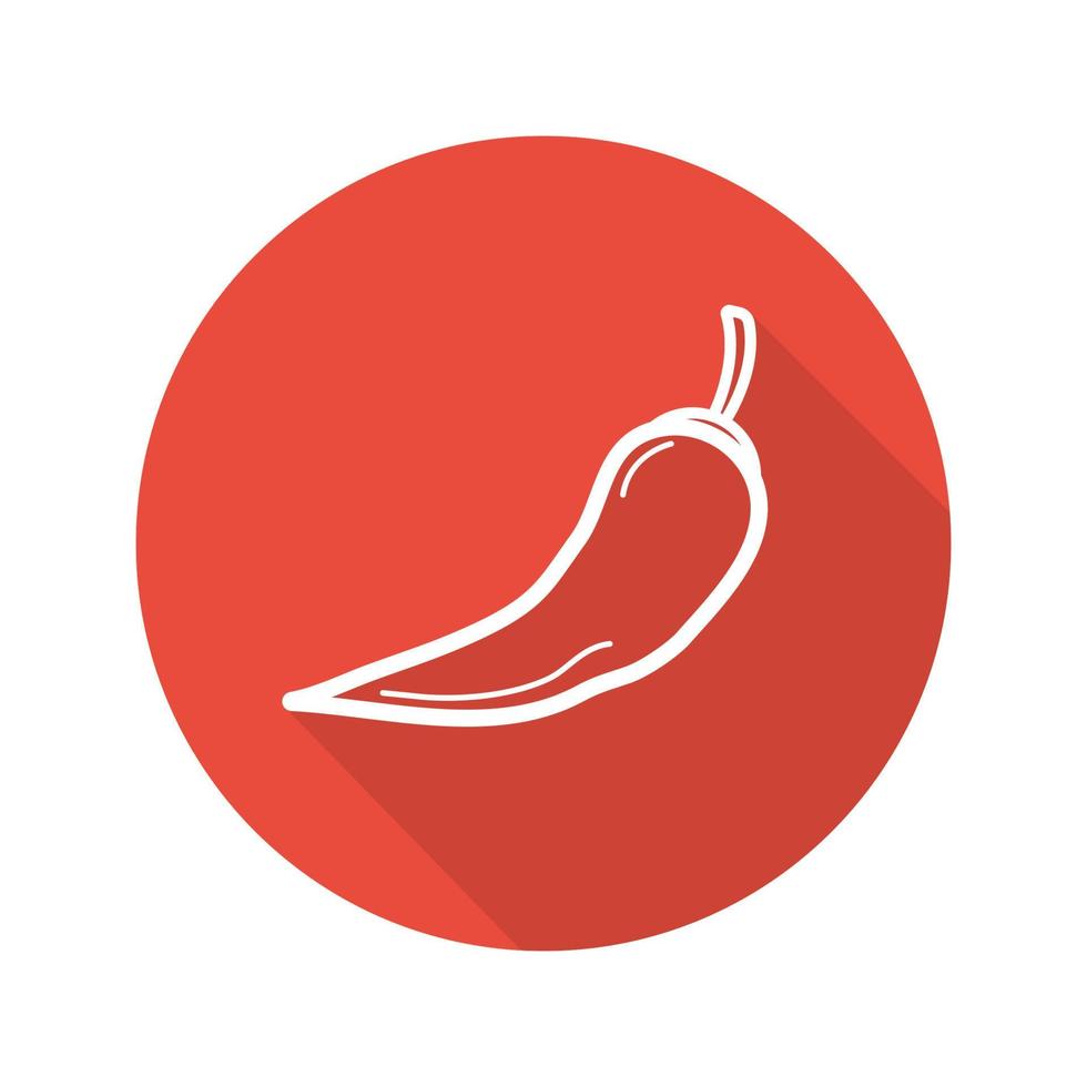 Red Hot Chilly Pepper. icona piatta lineare lunga ombra. simbolo di contorno vettoriale
