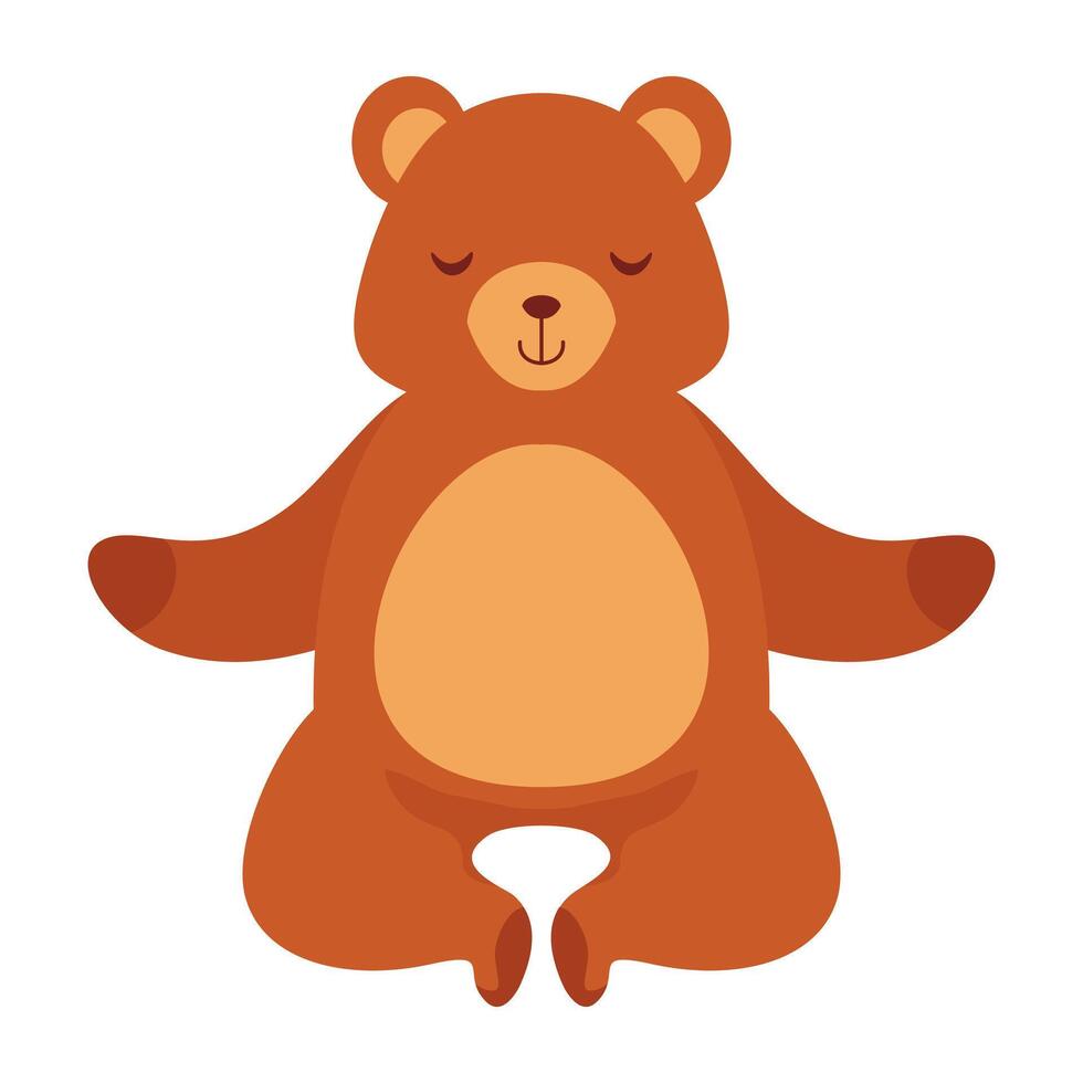 vettore orso è Meditare animale cartone animato
