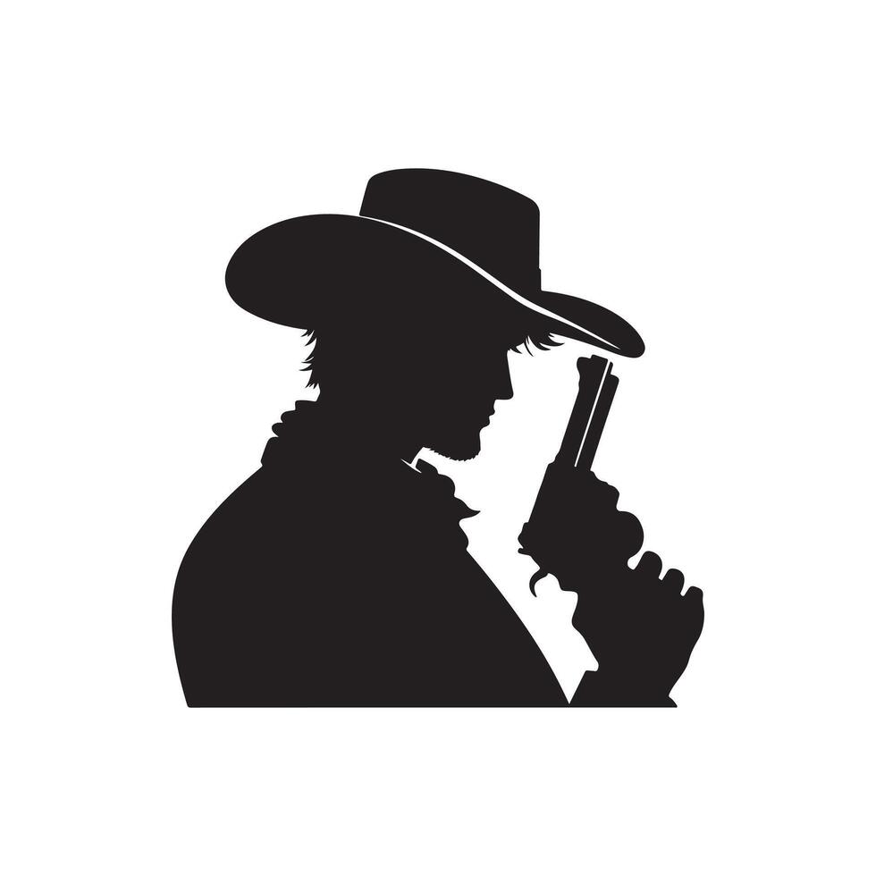 cowboy Tenere pistola. nero vettore silhouette logo illustrazione design bianca sfondo