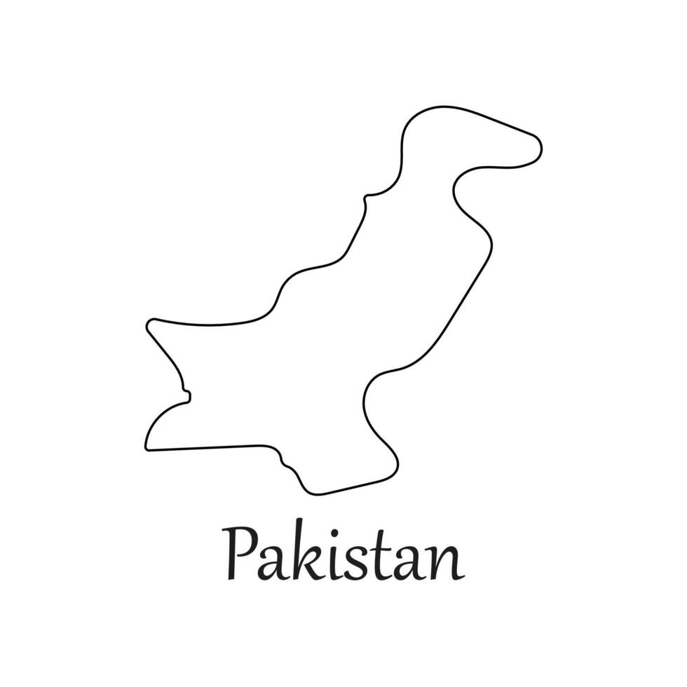 Pakistan carta geografica linea arte ictus vettore illustrazione bianca sfondo minimalista semplice