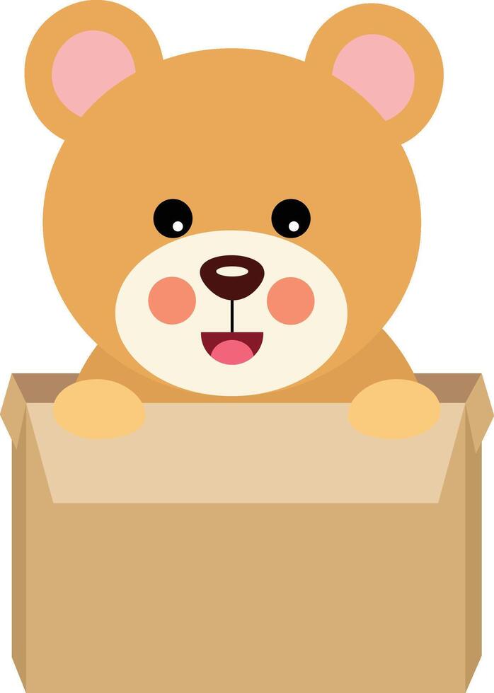 contento orsacchiotto orso nel cartone scatola vettore