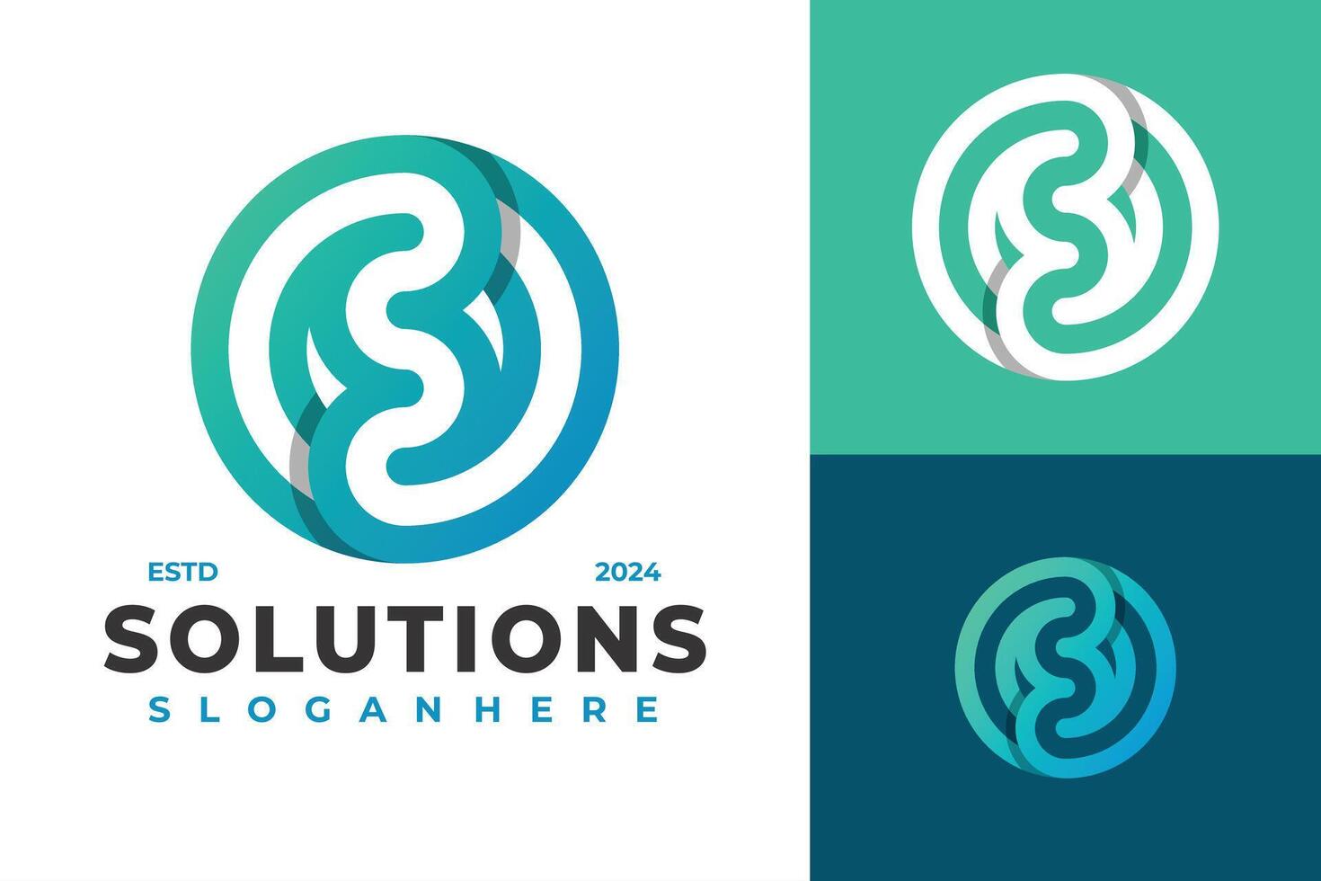 lettera S cerchio soluzione logo design vettore simbolo icona illustrazione