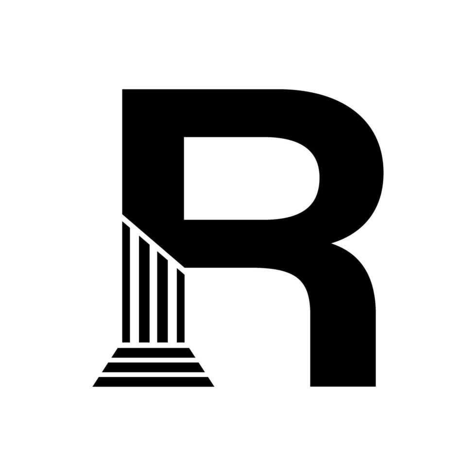 sans serif lettera r pilastro legge logo vettore