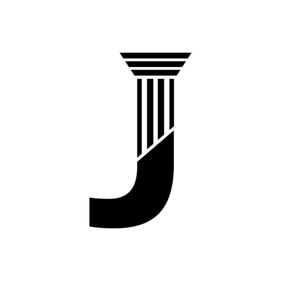 sans serif lettera j pilastro legge logo vettore