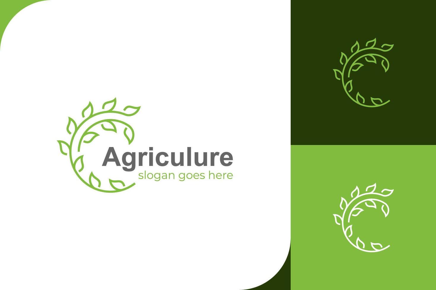 cerchio foglia linea in crescita logo icona design per agricoltura, azienda agricola, rinnovabile logo modello. vettore foglia crescita semplice design illustrazione