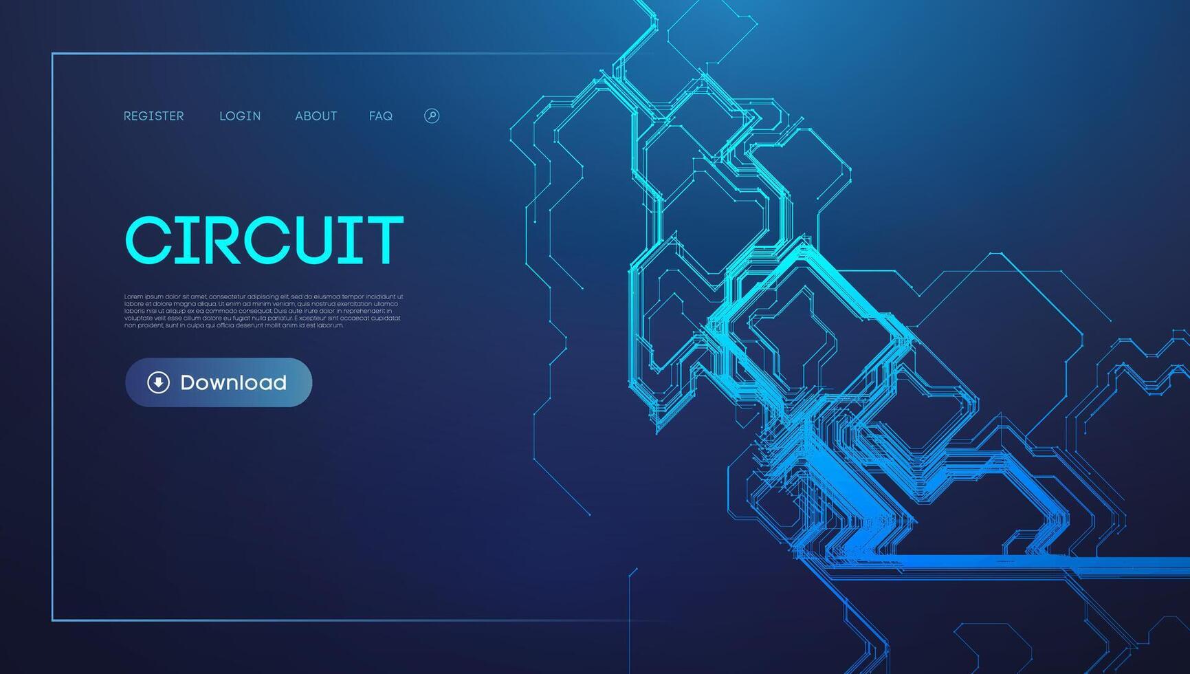 blu e viola circuito grafico per tecnologia concetto vettore