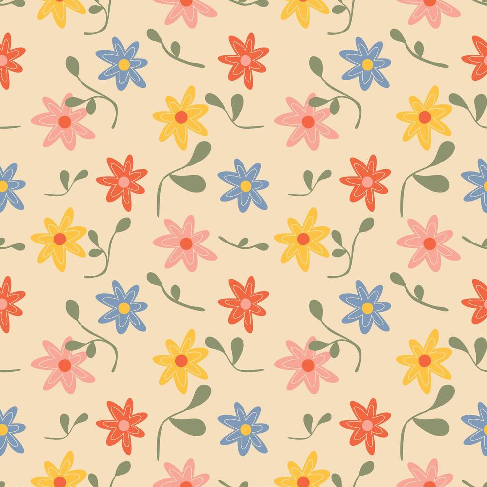 senza soluzione di continuità modello con piccolo multicolore fiori le foglie vettore illustrazione