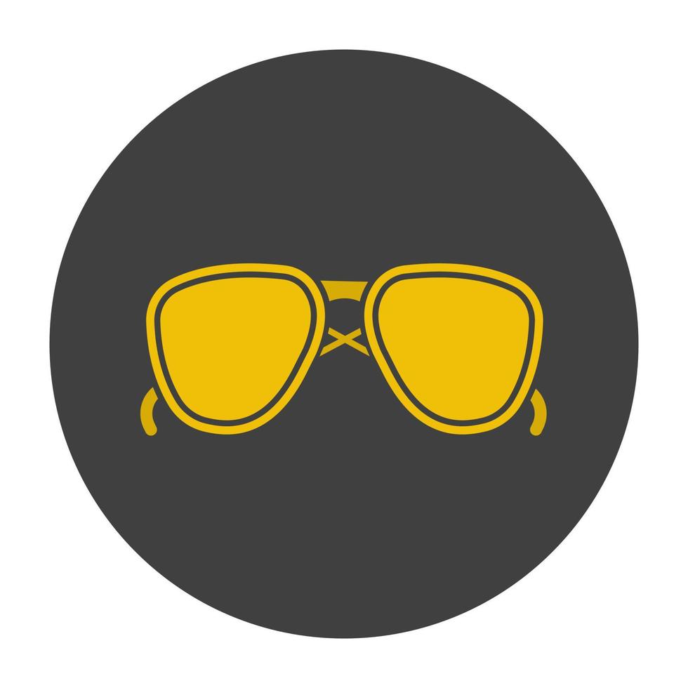 icona del colore del glifo degli occhiali da sole. aviatori. simbolo di sagoma su sfondo nero. spazio negativo. illustrazione vettoriale
