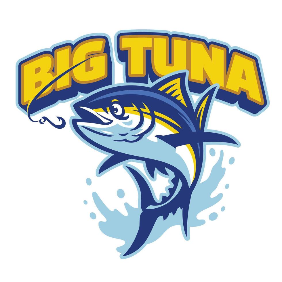 tonno pesca portafortuna logo design vettore