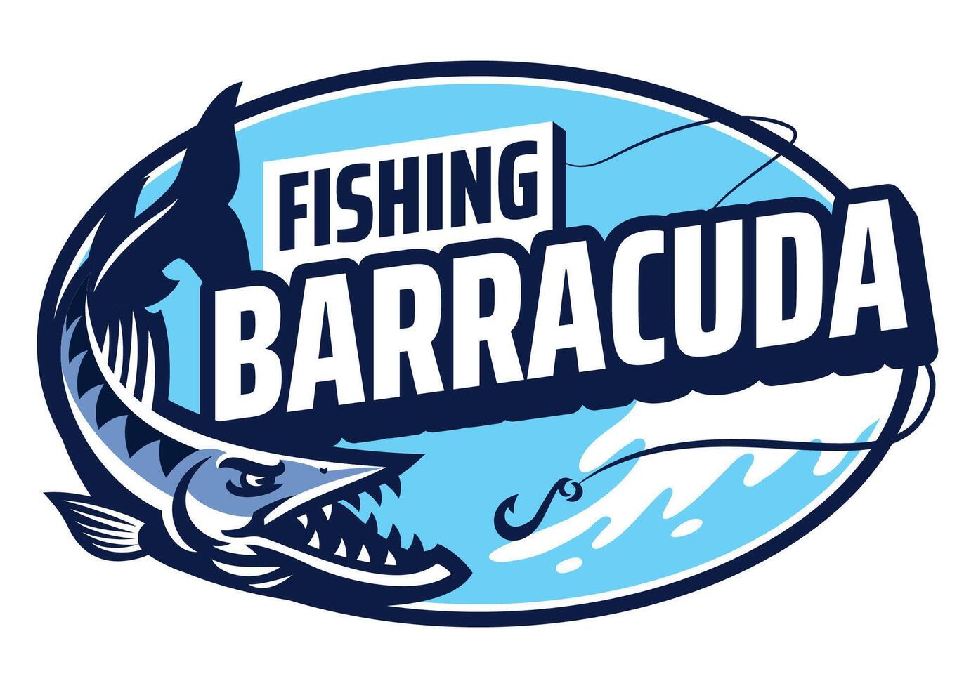 pesca Barracuda portafortuna logo design vettore