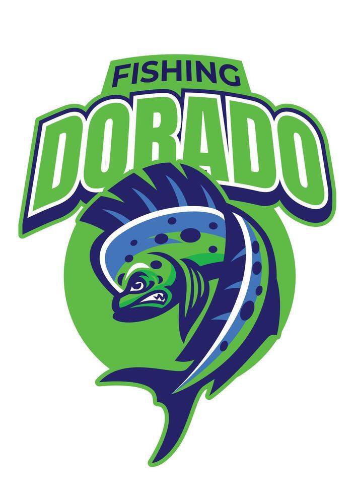 dorado pesca sport logo portafortuna design vettore