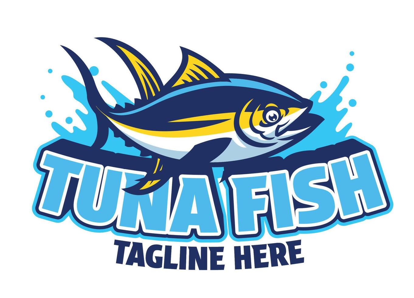 tonno pesce portafortuna logo design vettore