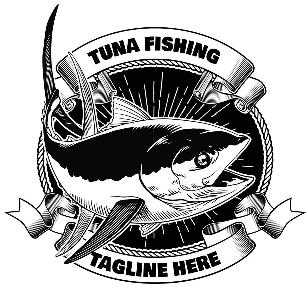 tonno pesca camicia design illustrazione vettore