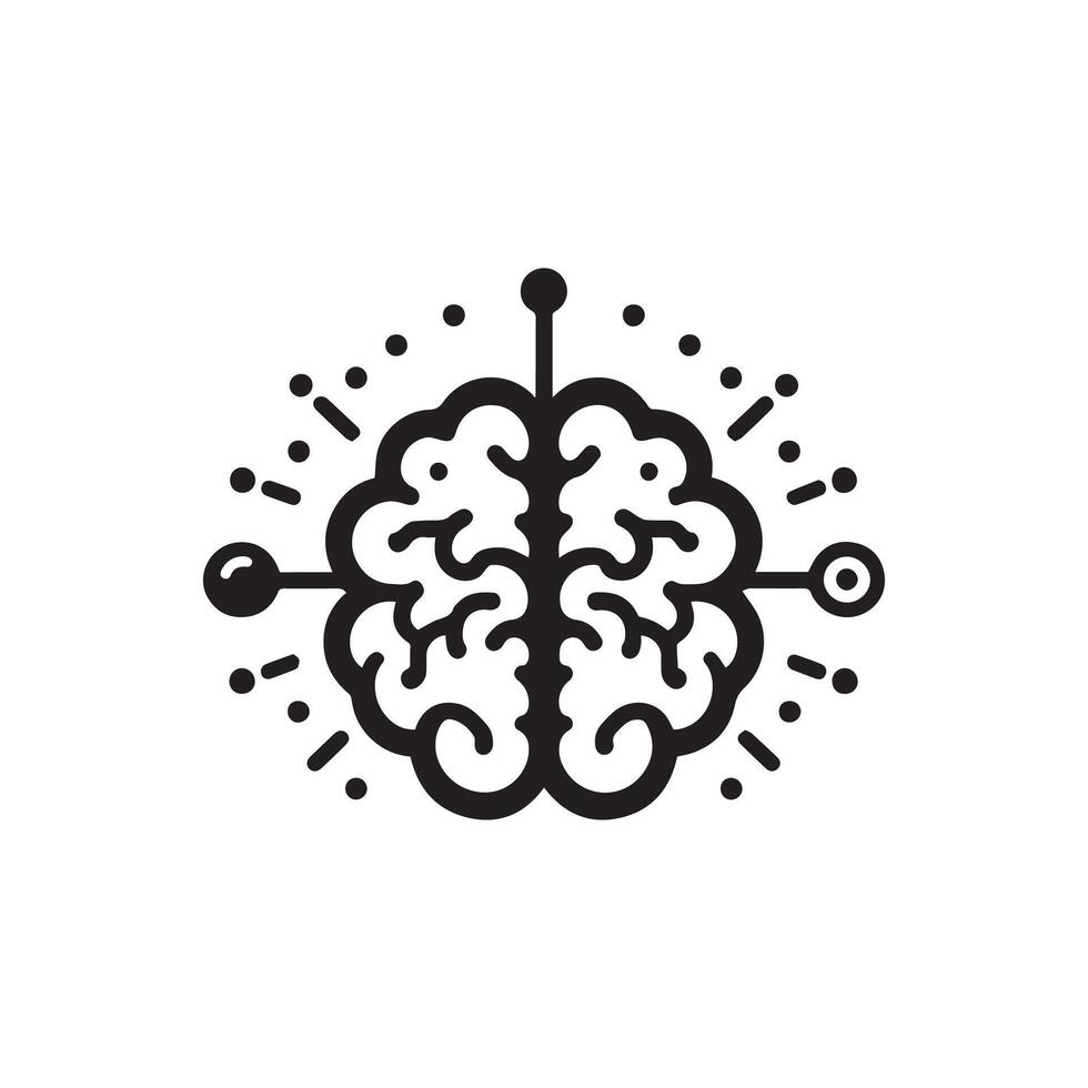 minimalista nero e bianca cervello logo vettore