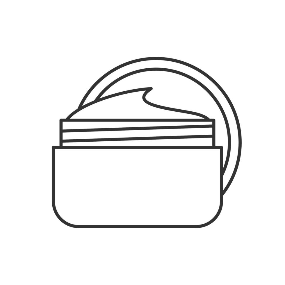 icona lineare del vasetto di crema per il viso. illustrazione di linea sottile. simbolo di contorno di cosmetici. disegno vettoriale isolato contorno