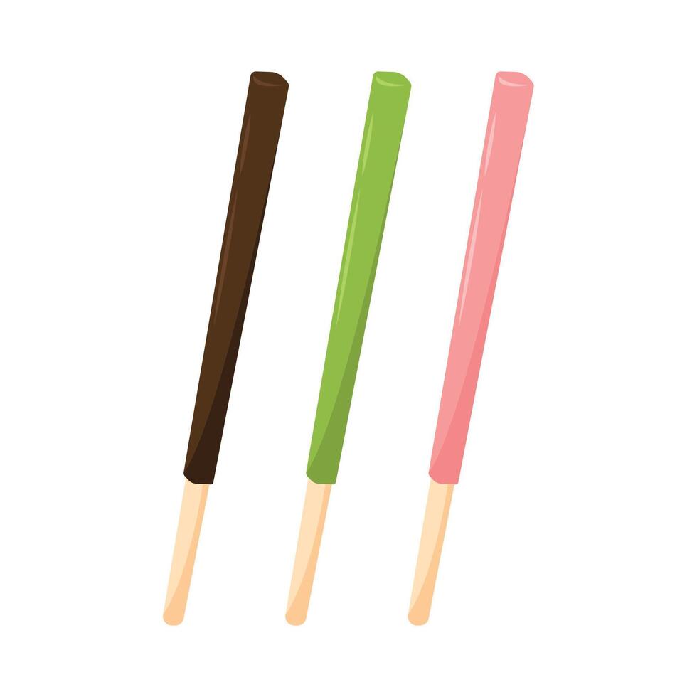 pocky cartone animato impostato vettore. simbolo. sfondo. gratuito spazio per testo. vettore