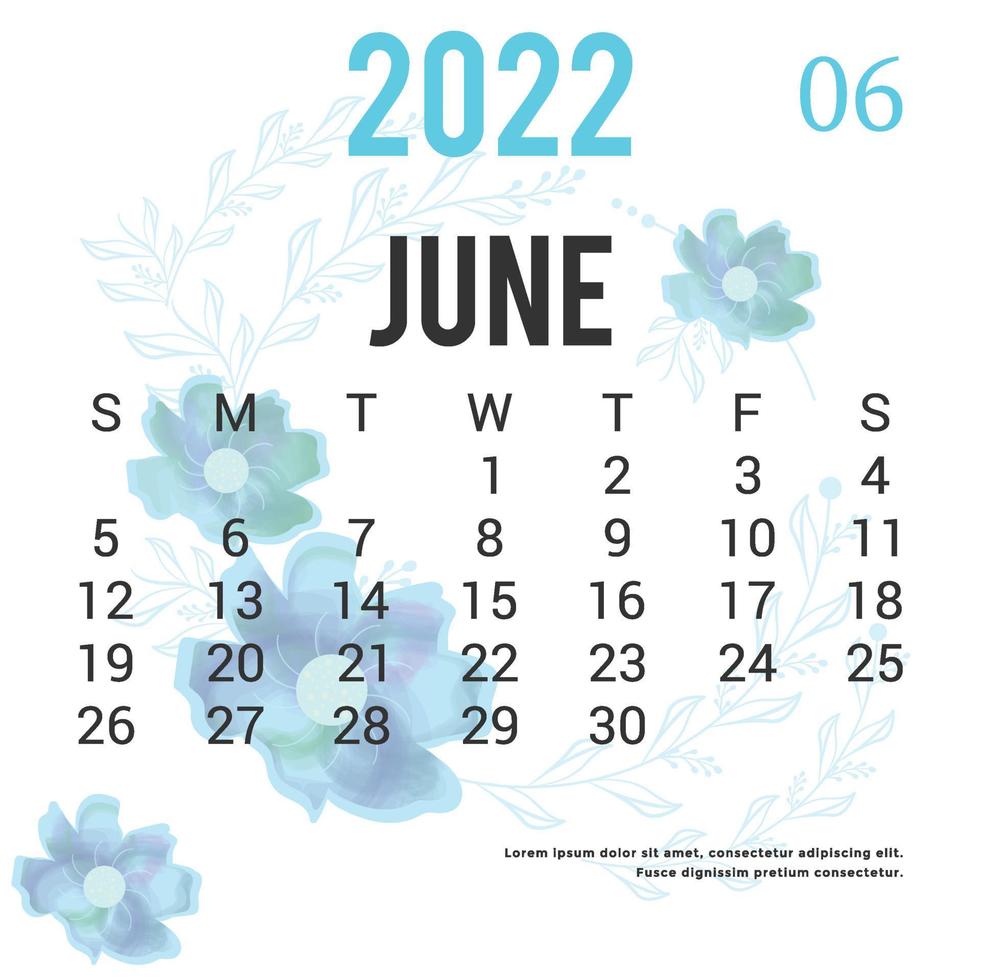 calendario stampabile modello 2022 design vettore