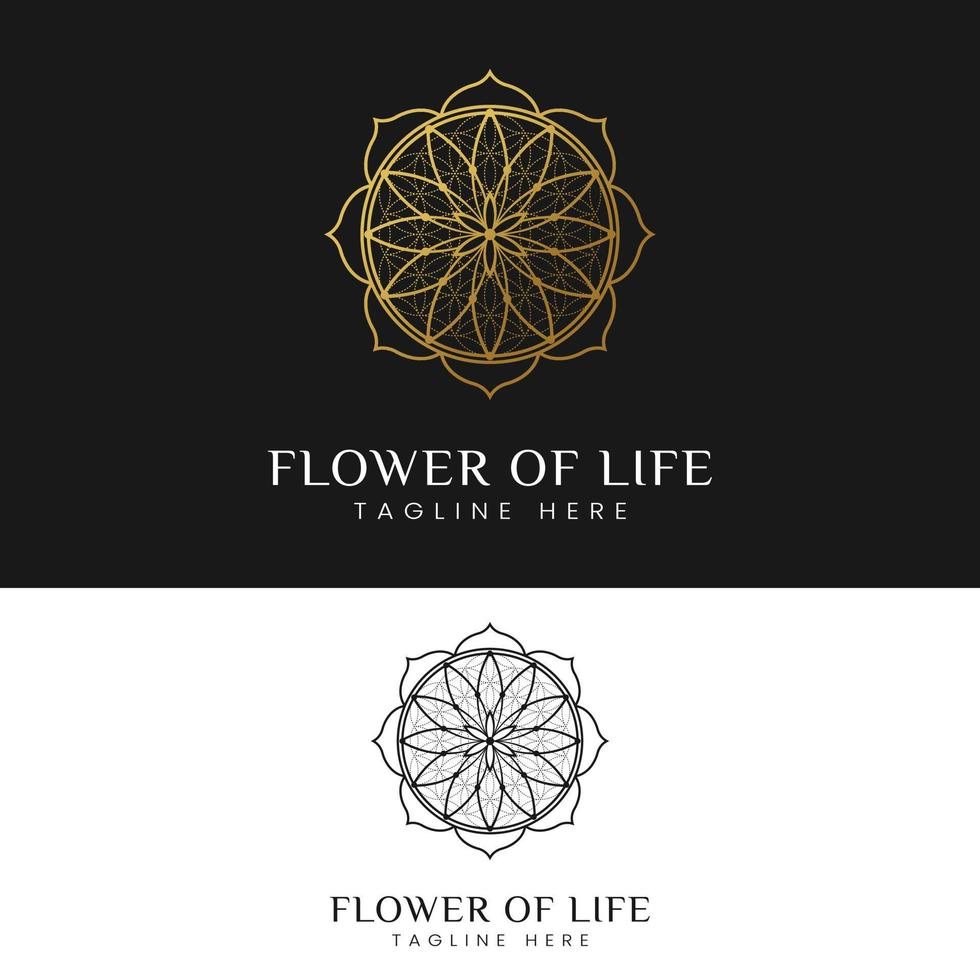 modello di progettazione del logo del fiore della vita di lusso elegante geometria sacra vettore