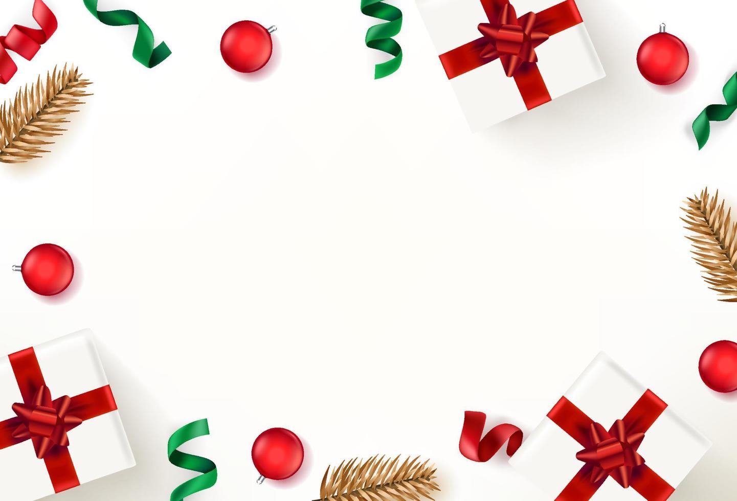 sfondo piatto di Natale con elementi di vacanza. illustrazione vettoriale realistica