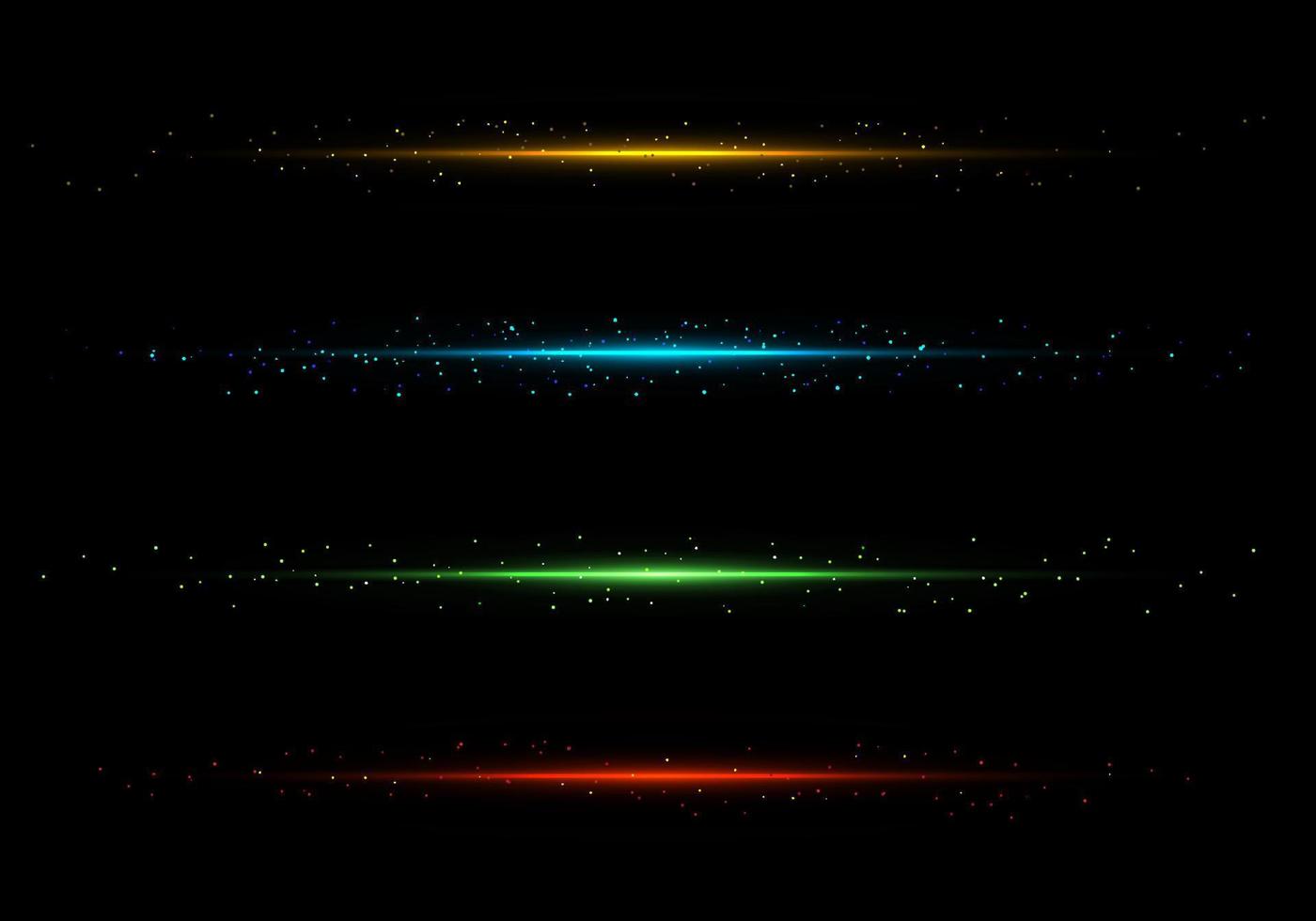 serie di linee che illuminano polvere scintillante di glitter isolata su sfondo nero vettore