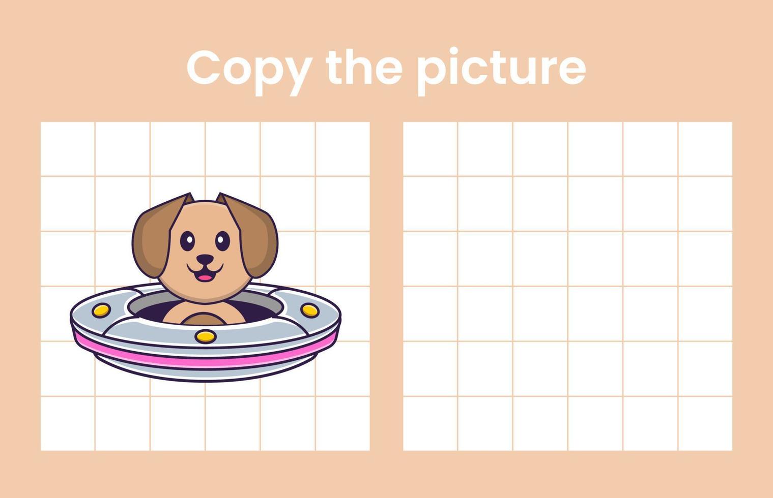 copia l'immagine di un cane carino. gioco educativo per bambini. illustrazione vettoriale dei cartoni animati