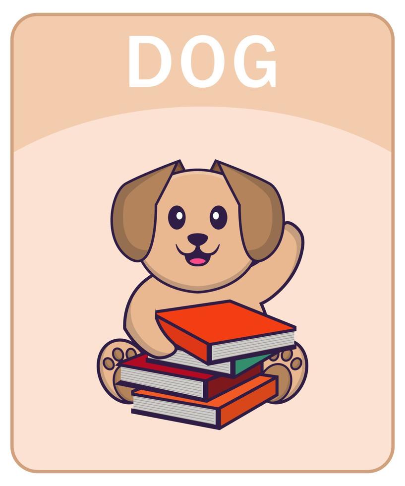 flashcard alfabeto con simpatico personaggio dei cartoni animati di cane. vettore