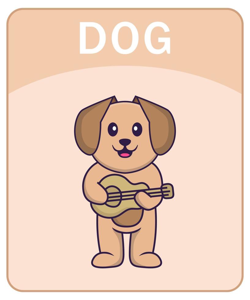 flashcard alfabeto con simpatico personaggio dei cartoni animati di cane. vettore