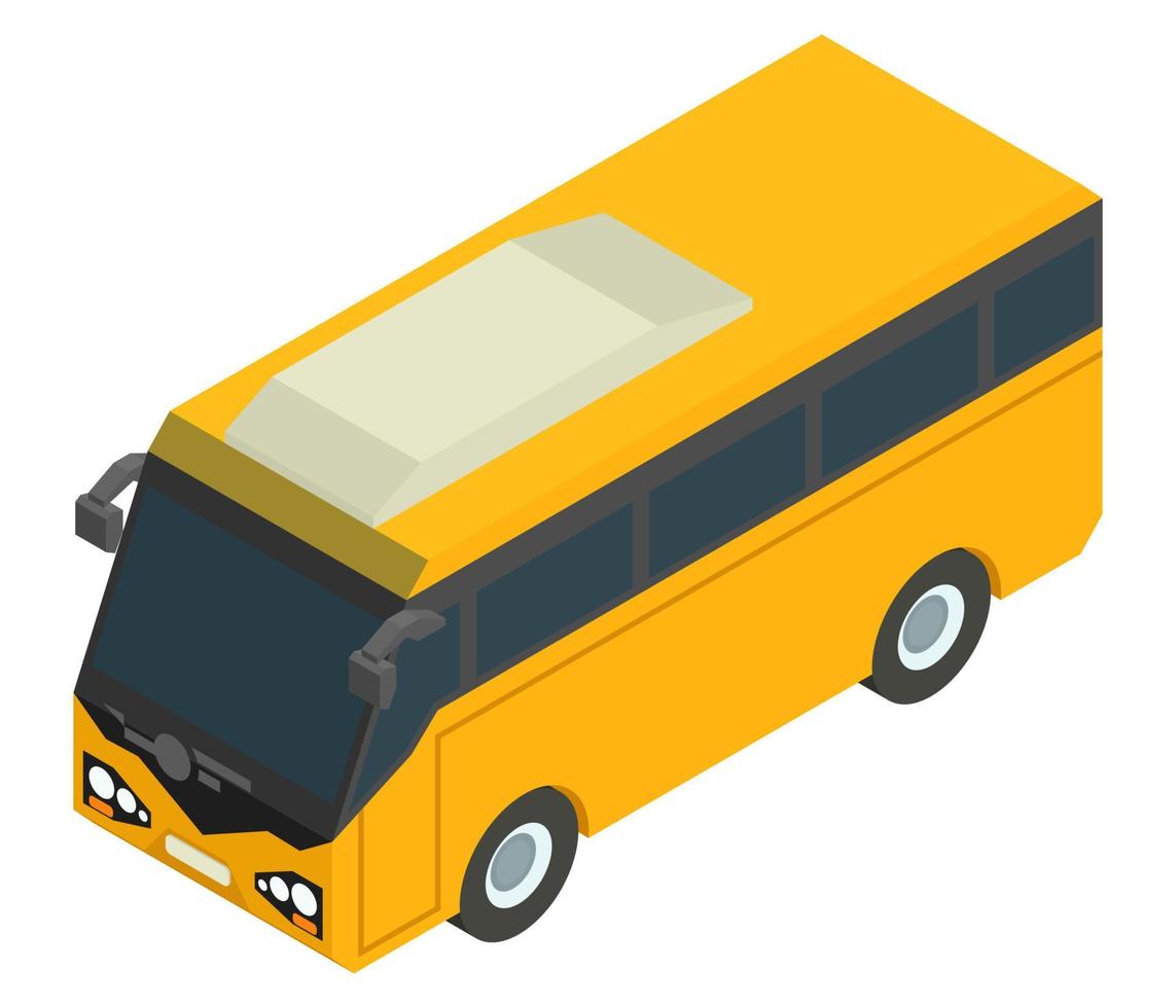 bus isometrico giallo per il trasporto di passeggeri vettore