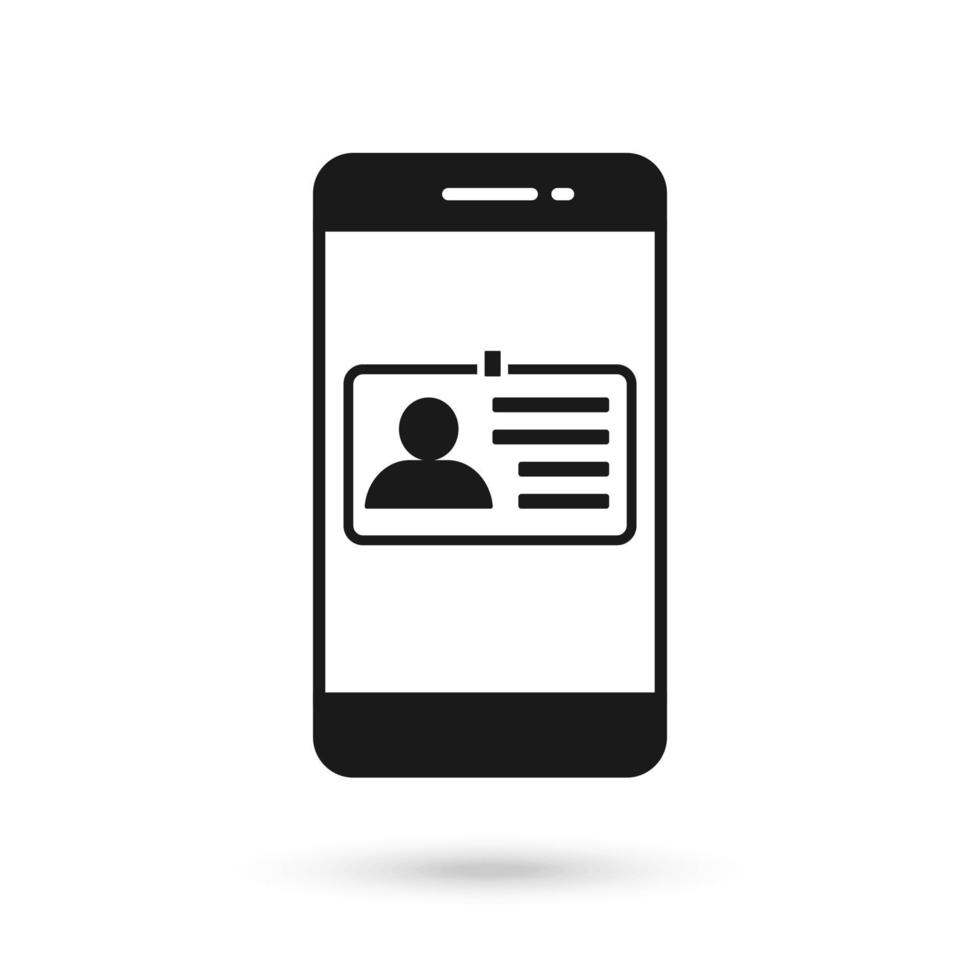 telefono cellulare design piatto con icona distintivo di identità. vettore