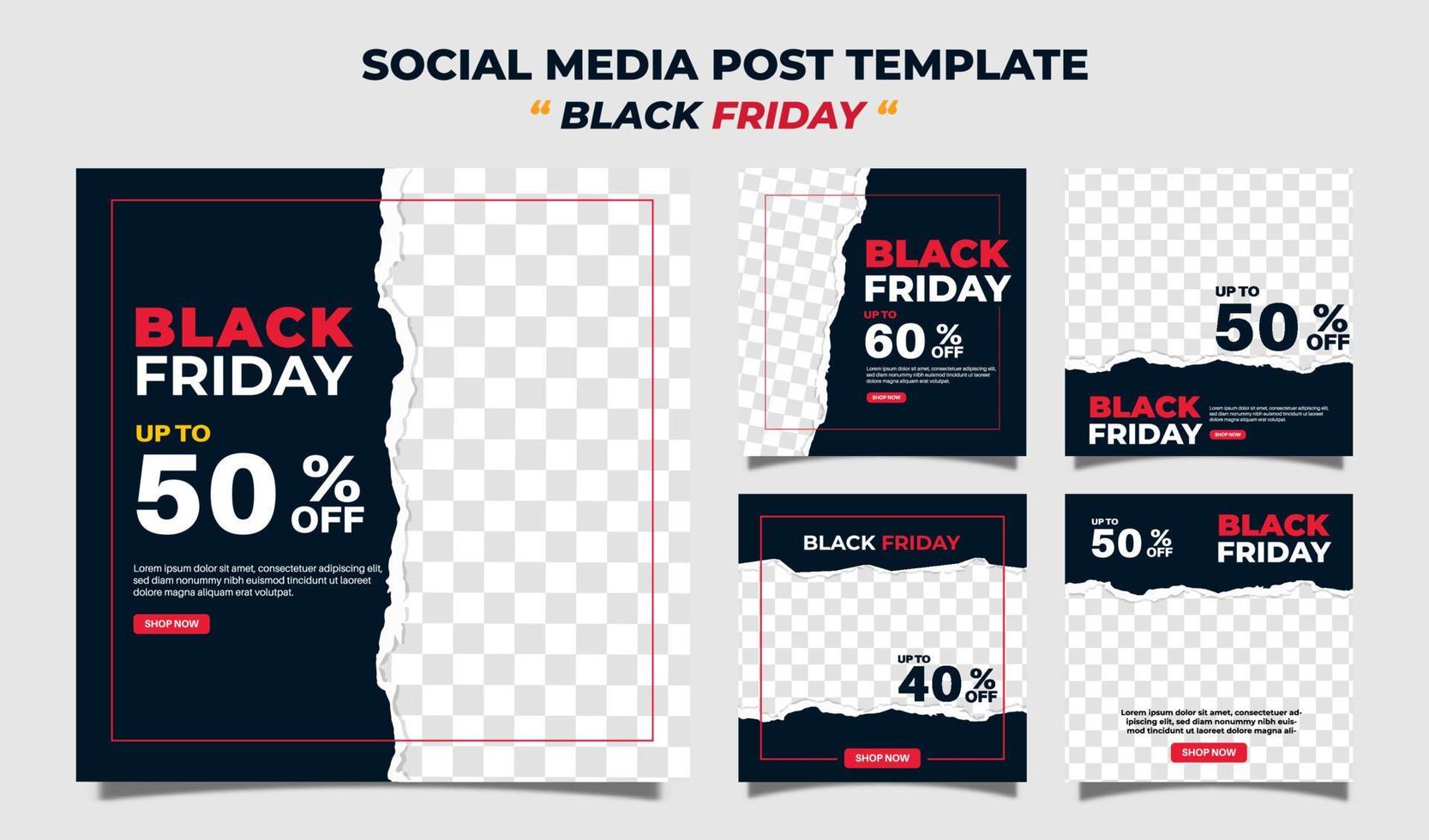 set di raccolta di banner modello post di social media creativo moderno vendita venerdì nero. migliore per la promozione aziendale. illustrazione vettoriale
