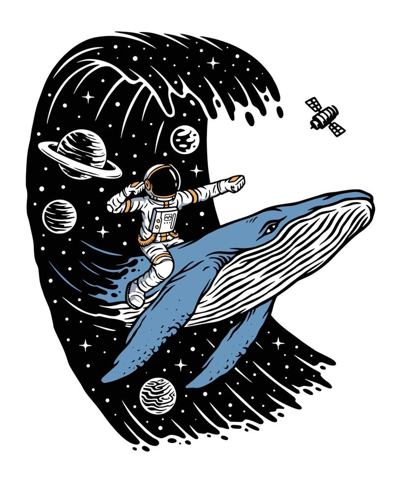 navigare nell'universo con l'illustrazione delle balene vettore