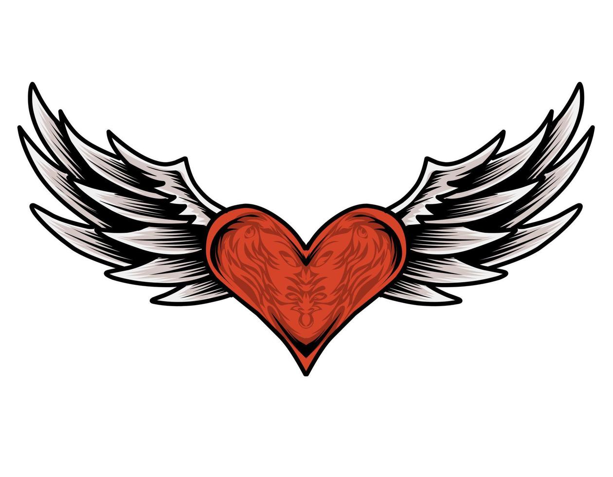 illustrazione vettoriale cuore rosso ali