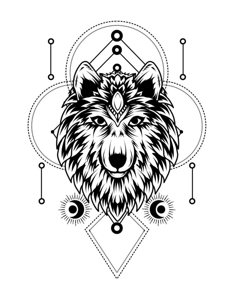 testa di lupo disegnata a mano-illustrazione vettoriale art