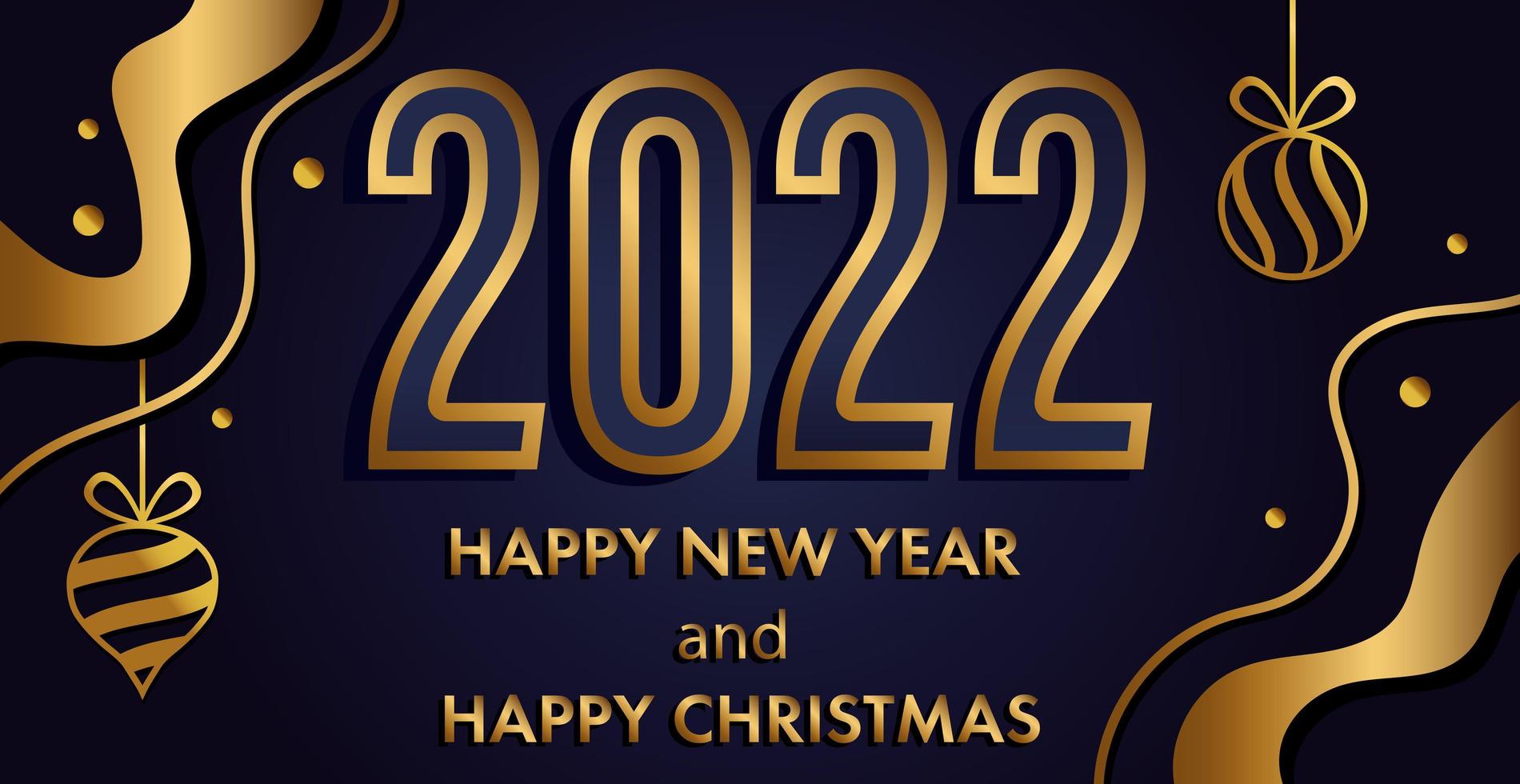 felice anno nuovo 2022, vacanze di natale, banner web per la pubblicità - vettore