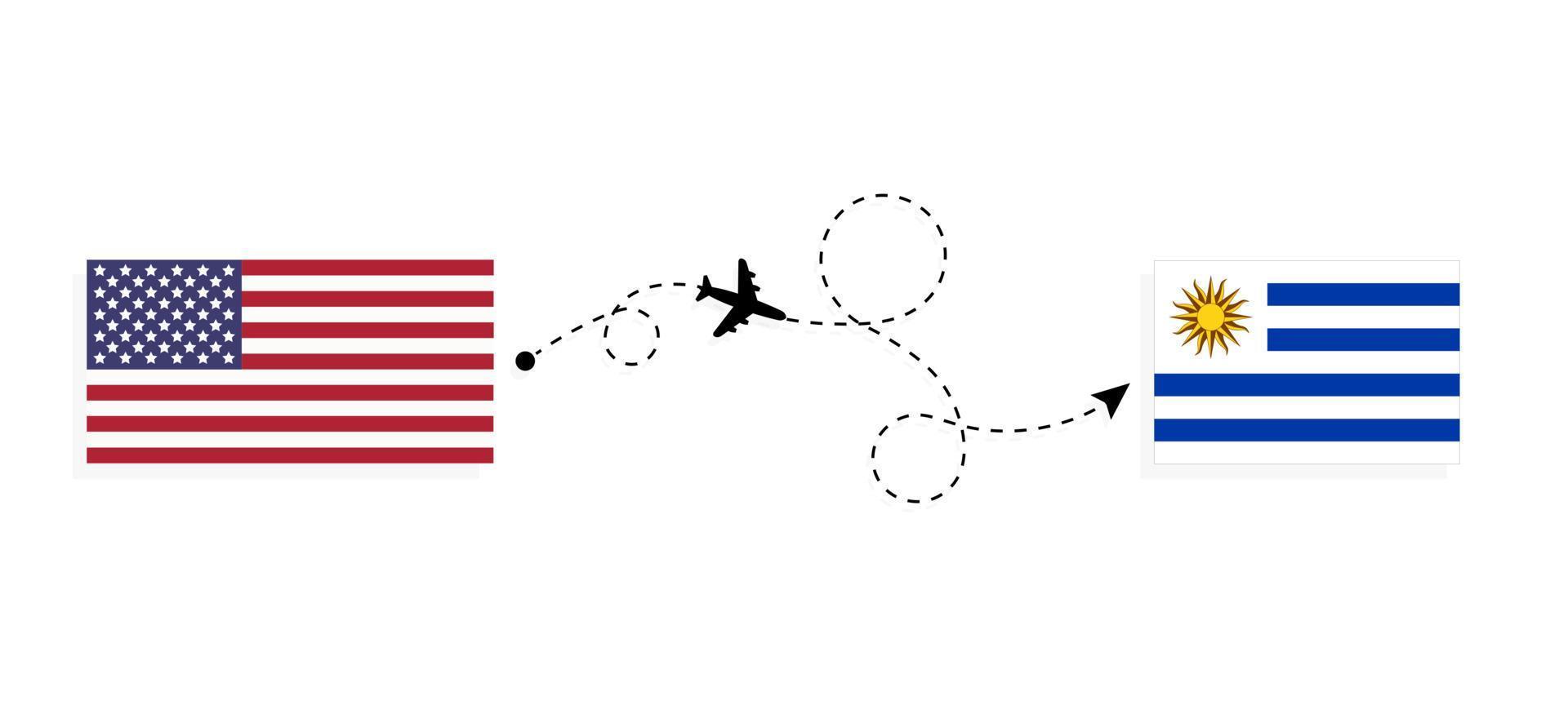 volo e viaggio dagli Stati Uniti all'uruguay con il concetto di viaggio in aereo passeggeri vettore