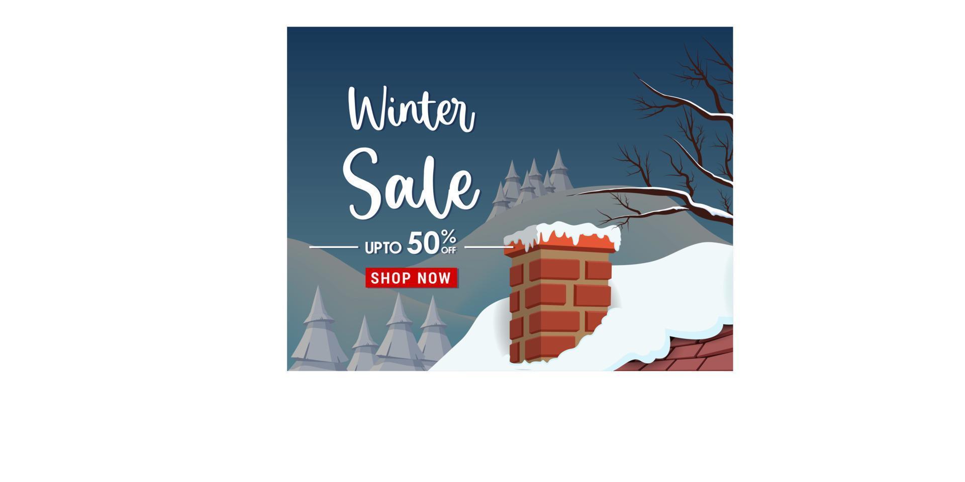 banner di vendita invernale modello di post con sfondo innevato vettore