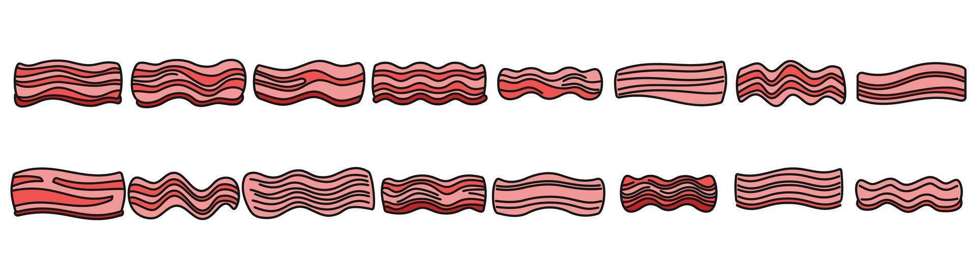 Bacon icone impostato vettore colore linea