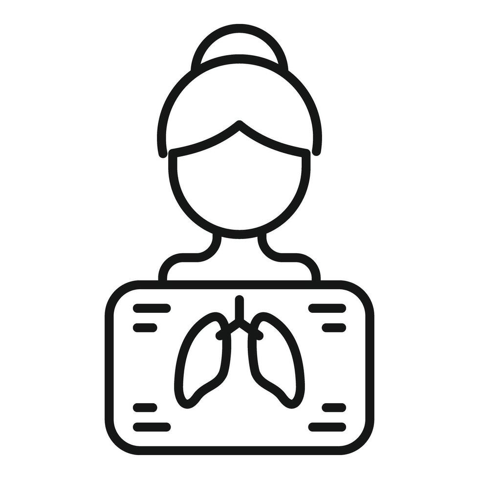 femmina polmoni diagnosi icona schema vettore. controllo paziente trattamento vettore