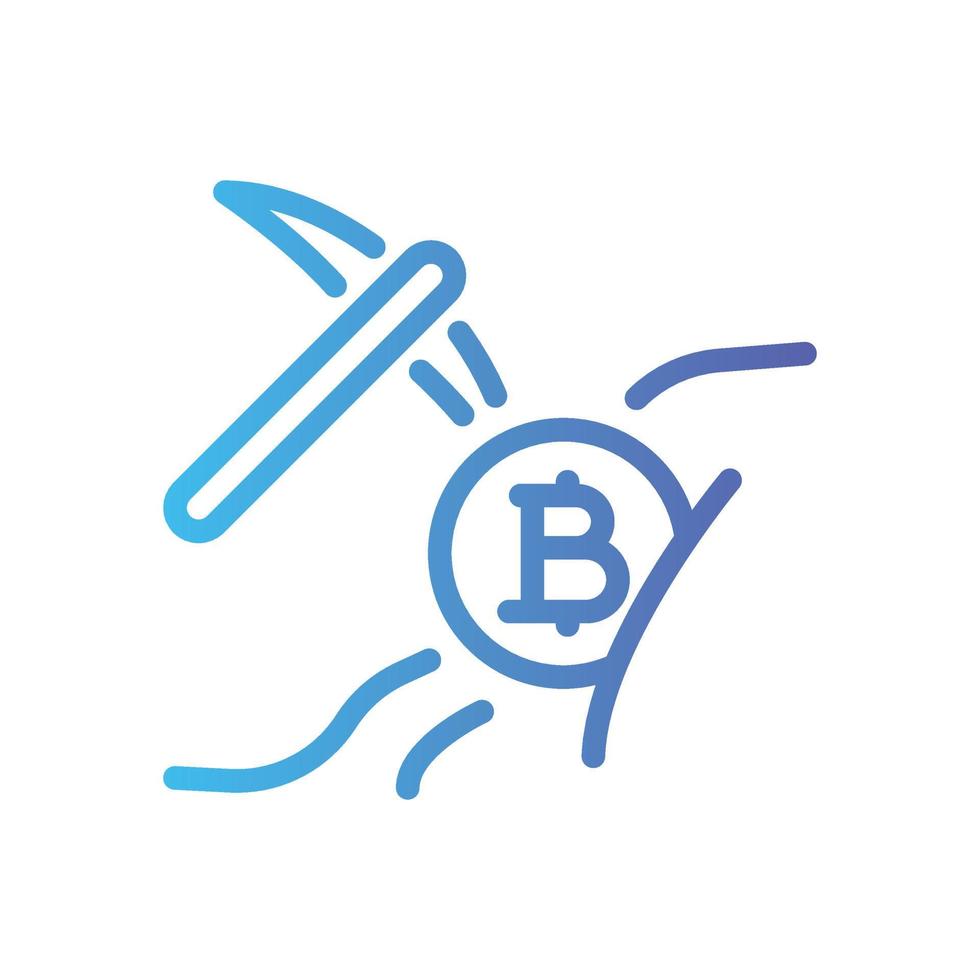 mining bitcoin gradient icon vettore