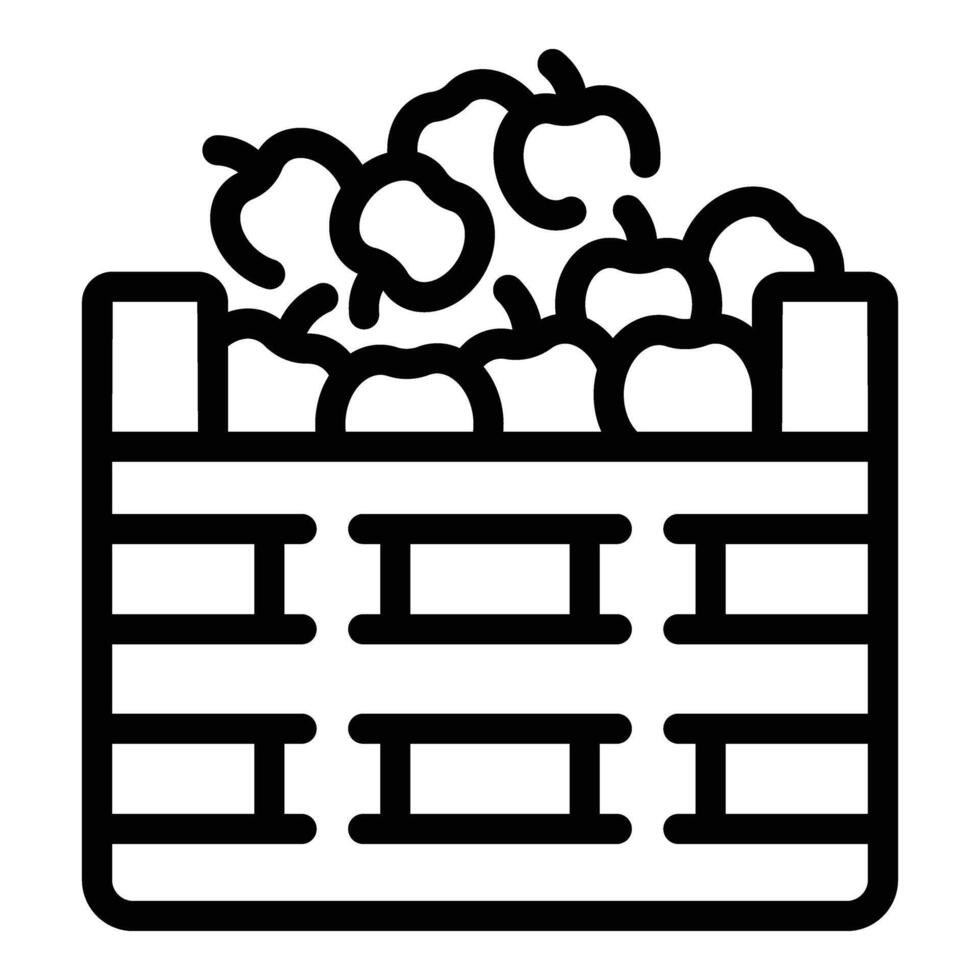 maturo mele gabbia icona schema vettore. estate raccogliere vettore