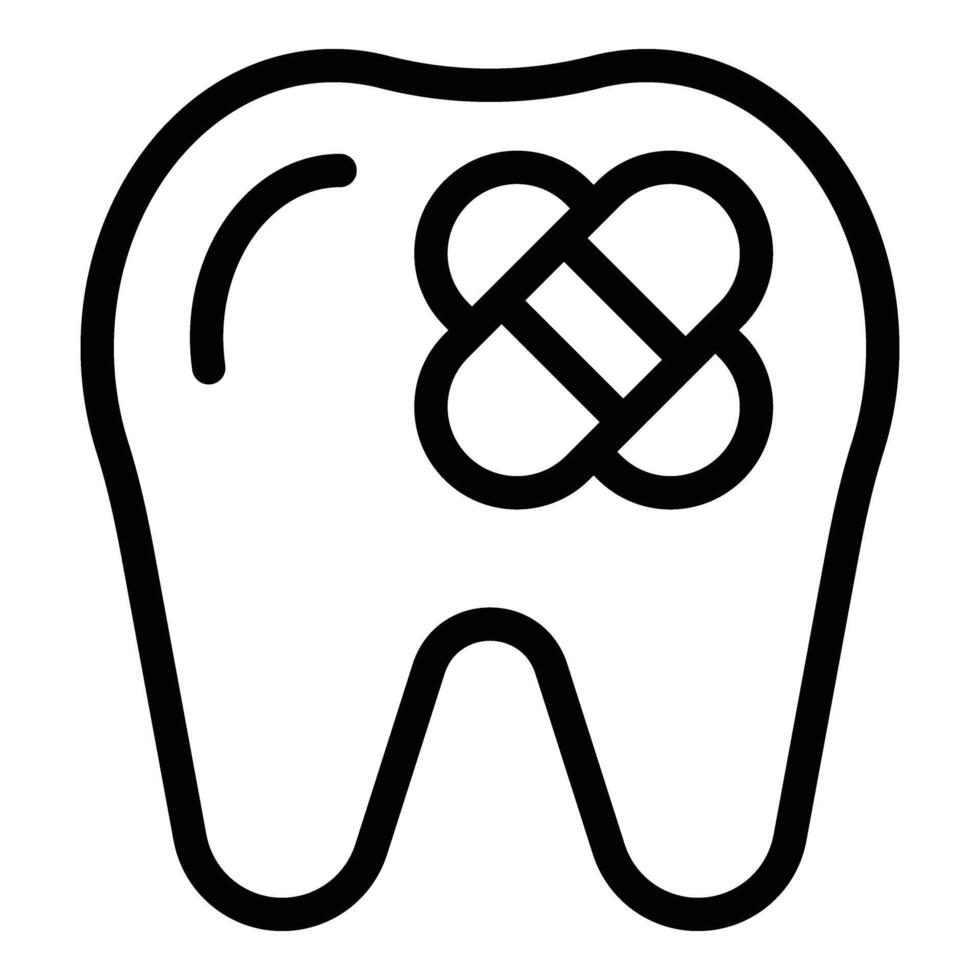 riparato dente icona schema vettore. stomatologia rimedio vettore