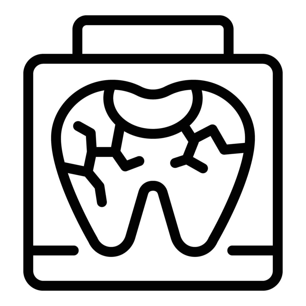 fratturato dente icona schema vettore. orale denti malattia vettore