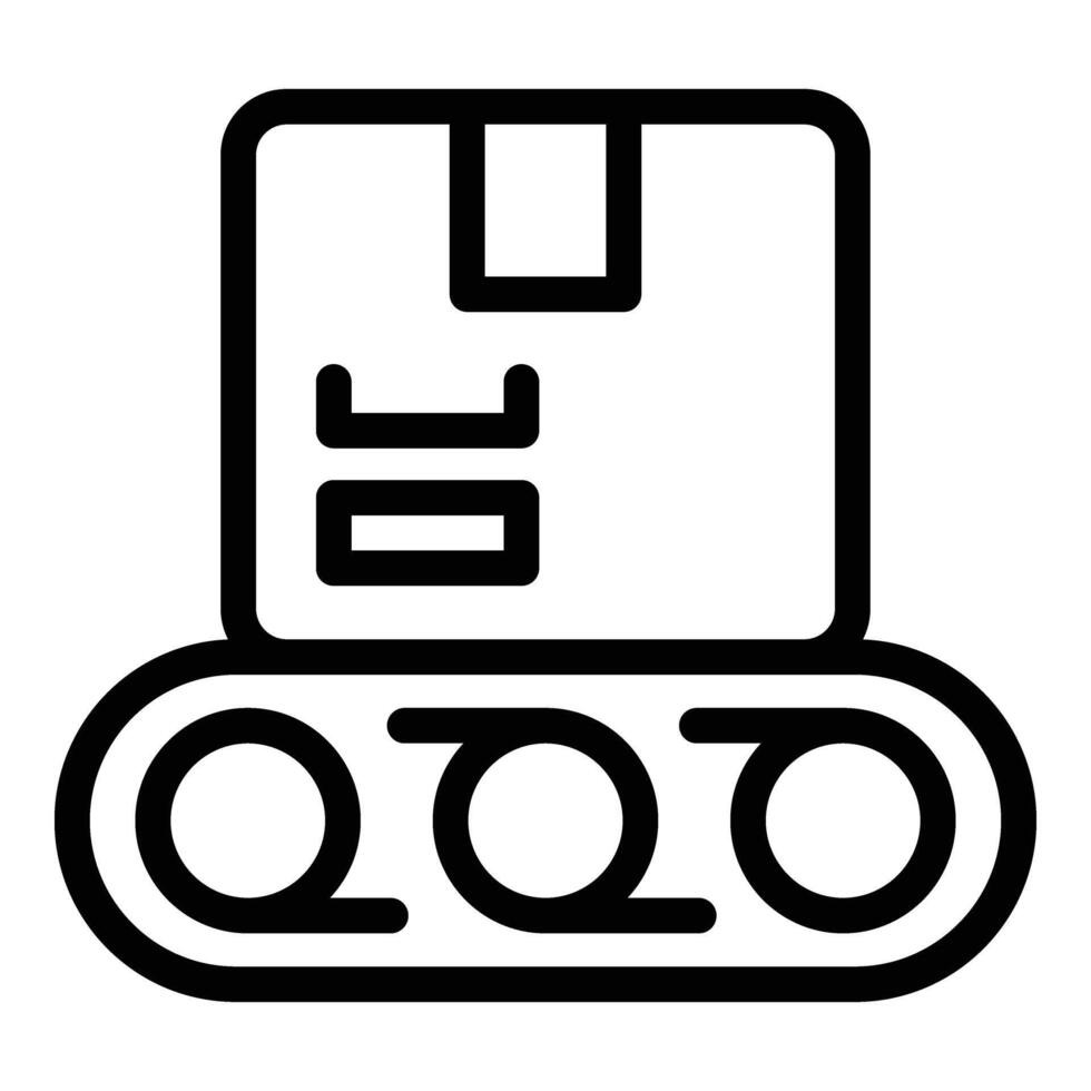 pacco su trasportatore cintura icona schema vettore. la logistica distribuzione vettore