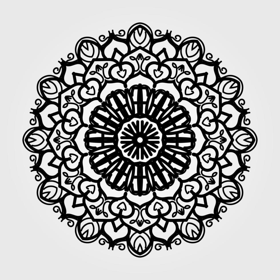 ornamento indiano carta bianca nera con mandala vettore