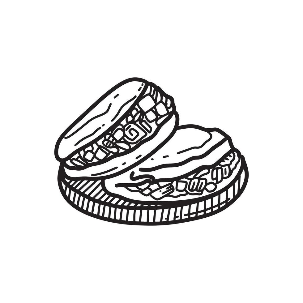 schema disegnato a mano messicano cucina illustrazione linea arte cartone animato vettore